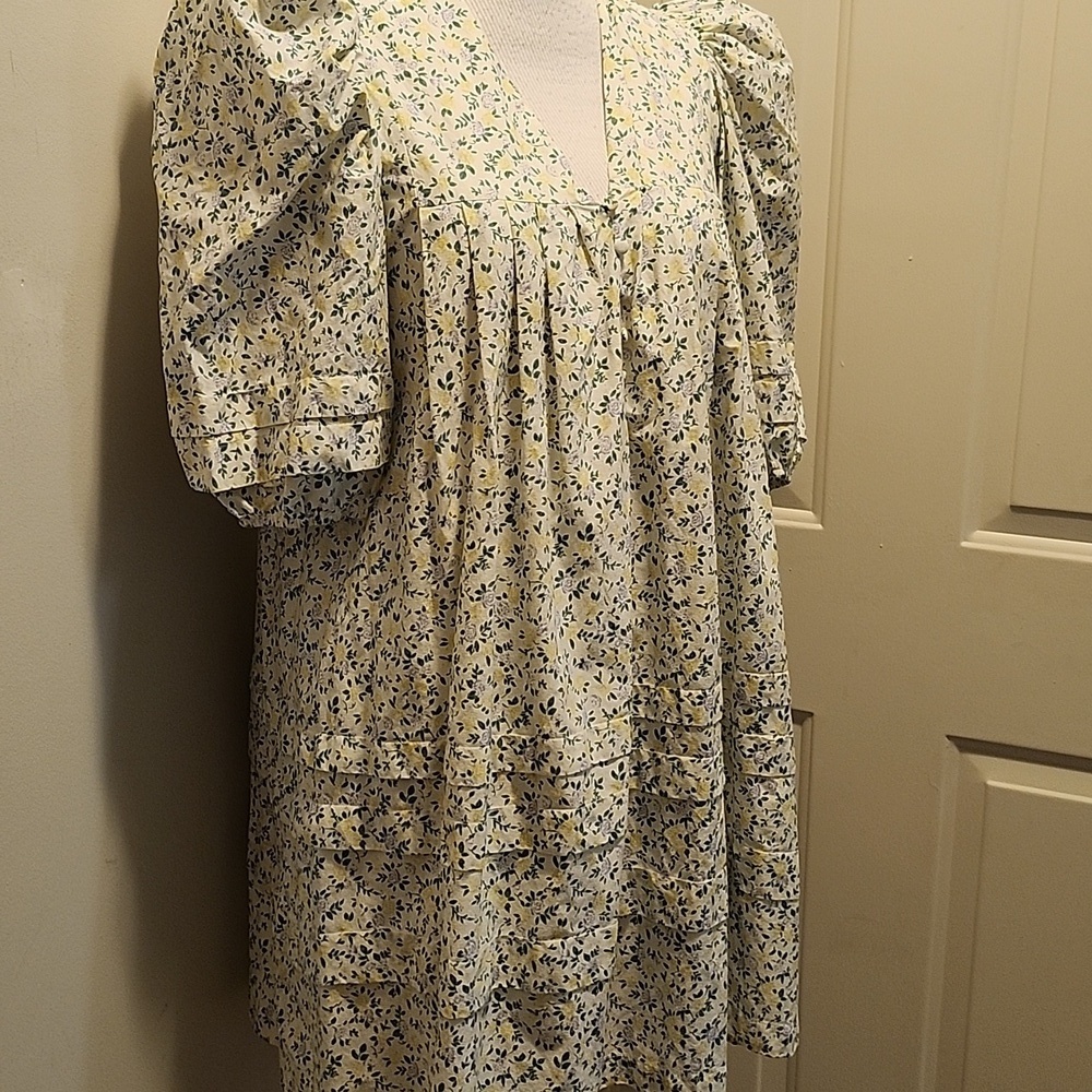 Mable Cotton Poplin Puff sleeve floral mini babydoll cottagecore dress Small